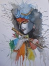 Amazing Lord Krishna bhagwan painting Royalty Free Stock Photo
