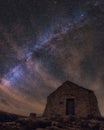 Amazing low angle vertical shot of a chapel on top of Island Vis in Croatia