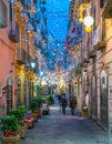 The amazing `Luci d`Artista` artist lights in Salerno during Christmas time, Campania, Italy.