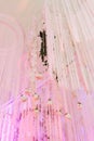 Amazing luxury decorated place ceiling for wedding reception, catering in restaurant Royalty Free Stock Photo