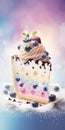 Amazing And Magical Try This Ice Cream Blueberry Cheesecake Wallpaper And Watch Your Smartphones Background Colors Pop. Generative