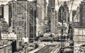 Amazing Manhattan skyline from Roosevelt Island on a cloudy day