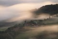 Amazing misty sunrise over Aramaio Valley Royalty Free Stock Photo