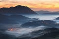 Amazing misty sunrise over Aramaio Valley Royalty Free Stock Photo