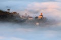 Amazing misty sunrise over Aramaio Valley Royalty Free Stock Photo