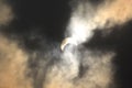 Amazing of The Moon covering the Sun in a partial eclipse.annular solar eclipse on 26st December, 2019 from Bangkok, Thailand Royalty Free Stock Photo