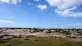 Boardwalk over the sand dunes on a beautiful and relaxing beach morning at Gaia, Porto, Portugal Royalty Free Stock Photo