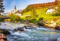 Amazing mountain landscape in the Bavarian Alps. Ramsau bei Berchtesgaden village at sunny autumn day, Bavaria, Germany Royalty Free Stock Photo