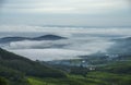 Amazing mountain landscape with clouds, tea estate natural outdoor travel background. Beauty world Royalty Free Stock Photo