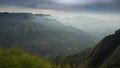 Amazing mountain landscape with clouds, tea estate natural outdoor travel background. Beauty world Royalty Free Stock Photo