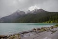 Amazing mountain landscape - Lake Louise, Rocky Mountains. Banff Tourism, National Park, Alberta, Canada. Royalty Free Stock Photo