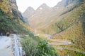 Amazing mountain pass road called Nine Ramps or Doc Chin Khoanh in Vietnamese near Van Karst geological park