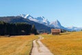 Amazing mountain pond on the Geroldsee lake WagenbrÃÂ¼chsee, in the background overlooking the Alpspitz and Zugspitz mountains , Royalty Free Stock Photo