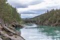 Amazing mountain river in Norway. landscape. Turquoise River. Fast flow mountain River in Norway Royalty Free Stock Photo