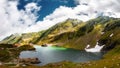 Amazing mountain scenery. lake in mountains with clouds reflecte Royalty Free Stock Photo