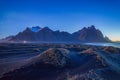 The amazing mountain under the night sky in Iceland