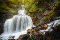 Amazing mountain waterfall near Farchant village at Garmisch Partenkirchen, Farchant, Bavaria, Germany. Royalty Free Stock Photo