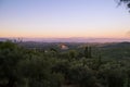 Amazing mountainous view to Corfu from Pelekas village in the dusk Royalty Free Stock Photo