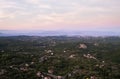 Amazing mountainous view to Corfu from Pelekas village in the dusk Royalty Free Stock Photo