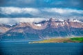 Amazing mountains and ocean in Olafsfjordur, Iceland in summer season