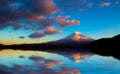 Amazing Mt. Fuji, Japan with the reflection on the on water at L Royalty Free Stock Photo