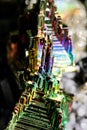 Amazing natural Bismuth glossy and metallic geometric crystal stucture. Geology of beauty.