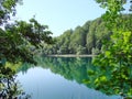 Fantastic panorama and natural scenery of forests, mountain rivers and waterfalls near Plitvice Lakes in Croatia. Royalty Free Stock Photo