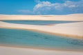 Amazing natural pools through white sand dunes. Exotic holiday destination in north of Brazil