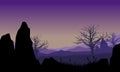 Amazing natural scenery from the edge of the mountain when the sky is purple