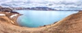 Amazing nature landscape, Oskjuvatn lake in Askja caldera, highlands of Iceland. Scenic panoramic view, outdoor travel background