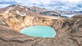 Amazing nature landscape, Viti crater geothermal lake and Oskjuvatn lake in Askja caldera, highlands of Iceland Royalty Free Stock Photo