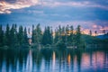 Beautiful landscape, sunset at the lake Strbske pleso, High Tatras, Slovakia Royalty Free Stock Photo