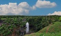 Amazing nature landscape, waterfall at sunrise and blue sky in background, India, outdoor travel background Royalty Free Stock Photo