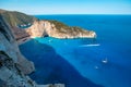 The amazing Navagio beach in Zante, Greece, with the famous wrecked ship