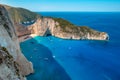 The amazing Navagio beach in Zante, Greece, with the famous wrecked ship