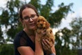 Amazing, newborn and cute red English Cocker Spaniel puppy detail