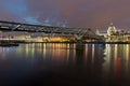 Amazing Night cityscape of St. Paul's Cathedral from Thames river, London, Great Britain Royalty Free Stock Photo