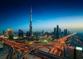 Amazing night dubai downtown skyline, Dubai, United Arab Emirates Royalty Free Stock Photo