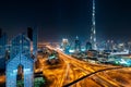 Amazing night dubai downtown skyline, Dubai, United Arab Emirates Royalty Free Stock Photo