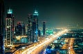 Amazing night dubai downtown skyline, Dubai, United Arab Emirates Royalty Free Stock Photo