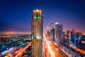 Amazing night dubai downtown skyline, Dubai, United Arab Emirates Royalty Free Stock Photo