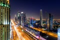 Amazing night dubai downtown skyline, Dubai, United Arab Emirates Royalty Free Stock Photo