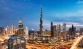 Amazing night Dubai downtown skyline, UAE Royalty Free Stock Photo