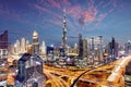 Amazing night Dubai downtown skyline, UAE Royalty Free Stock Photo