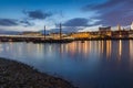 Amazing Night panorama of Blackfriars Bridge and Thames River, London, England Royalty Free Stock Photo