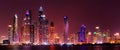 Amazing night panorama of Dubai Marina. United Arab Emirates Royalty Free Stock Photo