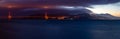 Amazing night Panorama of Golden bridge in San Francisco Bay, California, USA Royalty Free Stock Photo