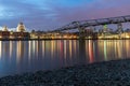 Amazing Night panorama of St. Paul's Cathedral from Thames river, London, England Royalty Free Stock Photo