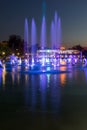 Amazing Night photo of Singing Fountains in City of Plovdiv Royalty Free Stock Photo