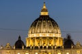 Night photo of Vatican and St. Peter`s Basilica in Rome, Italy Royalty Free Stock Photo